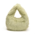 Schicke hellgrüne Plüschhandtasche aus flauschigem Kunstpelz in eleganter Hobo-Form - Grün