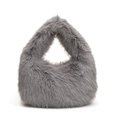 Sac à main chic en fausse fourrure grise avec un design en peluche triangulaire - Gris