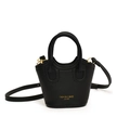 Mini-Handtasche für Mädchen in Schwarz mit Lederstruktur und goldener Hardware - Schwarz