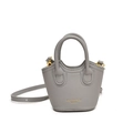 Graue Mini-Umhängetasche aus Kunstleder für Kinder mit Fashion-Schriftzug und Gold-Details - Grau