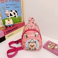 Pink cartoon Capybara chest bag for kids with adjustable strap and cute prints - Pink
