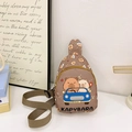Brown cute capybara cartoon kids chest bag with adjustable strap and durable fabric - Khaki