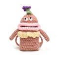 Handmade crochet monster crossbody bag with thick lips and cute flower for children - Pink