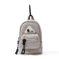 Mini utility backpack pouch with mountain logo in light beige with metal carabiner - Khaki