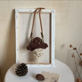 Petit sac champignon au crochet fait main marron foncé avec pois blancs et bandoulière - Marron (Sac Uniquement)