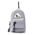 Mini light grey nylon utility pouch with mountaineer logo and black carabiner clip - Gray