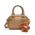 Mini sac bowling marron pour enfants avec breloque ours et bandoulière réglable - Avec Pendentif / Kaki