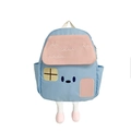 Zaino per bambini a forma di casa azzurra con tetto rosa e gambe a cartone - Grande / Blu