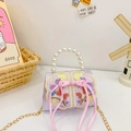 Sac à main lavande pour fille avec broderie florale et anse en perles blanches - Fleur Violette