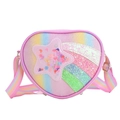 Roze glitter hartvormige crossbody tas voor kinderen met regenboogband en sterren - Regenboog