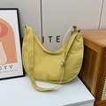 Kids moon-shaped nylon crossbody bag in bright yellow with adjustable wide strap - Large / Without Pendant / Yellow