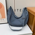 Minimalist misty blue semi-moon kids shoulder bag with adjustable nylon strap - Large / Without Pendant / Blue