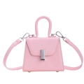 Pink lychee textured mini crossbody bag for kids with silver buckle and top handle - Pink