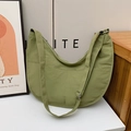 Kids grass green nylon crescent crossbody bag with adjustable strap and front pocket - Large / Without Pendant / Green