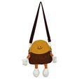 Cute cartoon character plush crossbody bag with contrast colors and adjustable strap - Yellow and Brown
