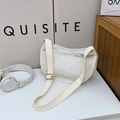 Minimalist beige nylon crescent crossbody bag with adjustable strap for kids - Small / Without Pendant / White