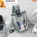 Kids trendy grey nylon crossbody bag with blue gradient pocket and sneaker charm - Grey without Pendant