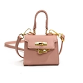 Mini sac bandoulière rose pour enfants avec fermoir doré et texture cuir croisé - Petit / Rose