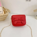 Chic red mini crossbody bag for girls with large bow detail and gold chain strap - Red