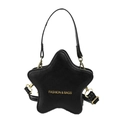 Star shaped black mini crossbody bag with gold hardware and fashion lettering logo - Black