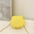 Cute yellow shell-shaped crossbody bag for kids with gold chain strap and quilted PU finish - Yellow