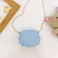 Cute light blue shell-shaped mini shoulder bag for kids with gold chain strap - Blue