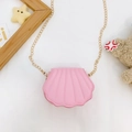 Charming pink shell-shaped mini crossbody bag with gold chain strap for kids - Pink