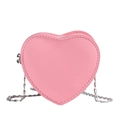 Pink heart-shaped mini crossbody bag for kids with silver chain strap and PU leather - Pink