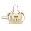 Mini sac à main en cuir Saffiano crème avec ferrures dorées et bandoulière amovible - Petit / Blanc