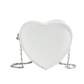 Minimalist white heart-shaped crossbody bag for kids with silver metal chain strap - Off-white