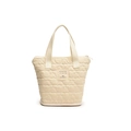 Borsa a secchiello trapuntata crema con cuciture a onda e manico in tessuto - Piccolo / Bianco