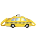 Kreative gelbe Umhängetasche in Form eines NYC-Taxis mit schwarz-weißem Karomuster für Damen - Gelb
