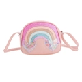 Bolso bandolera rosa para niñas con diseño de arcoíris de purpurina y lentejuelas - Rosa