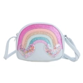 Bolso bandolera azul claro para niños con arcoíris brillante y bolsillos de corazón de lentejuelas - Azul
