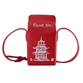 Creative red tower denim box crossbody bag with Thank You print and chain strap - Red