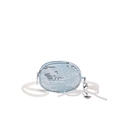 Light blue denim coin purse with silver sequins, pearl chain and heart charm - Light Blue Sequin