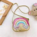 Bolso bandolera arcoíris dorado para niños con lentejuelas y bolsillos de corazón - Dorado