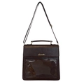 Sacoche marron foncé en cuir avec fenêtre transparente et bandoulière réglable - Marron