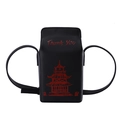 Borsa a tracolla creativa nera a forma di scatola con pagoda rossa e scritte - Nero
