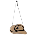 Creatieve kaki crossbodytas in de vorm van een cowboyhoed met zilveren ketting - Khaki