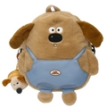 Sac à dos chiot en peluche marron avec salopette bleue et petit porte-monnaie assorti - Avec Pendentif / Kaki