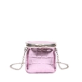 Mini sac bandoulière rose chic avec motif crocodile métallisé et chaîne argentée - Rose