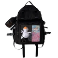 Sac à dos Ita bag noir style japonais avec fenêtre transparente et peluche de canard - Noir