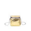 Mini sac bandoulière doré avec embossage crocodile et bandoulière chaîne - Doré