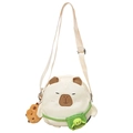 Sac bandoulière capybara crème avec broderie et accessoire de tortue en peluche doux - Blanc Avec Pendentif