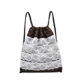 Mochila de leopardo con cordón y volantes de encaje blanco para niños y niñas - Estampado de leopardo