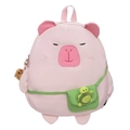Niedlicher rosa Wasserschwein-Rucksack mit Schildkröten-Plüschtier und viel Platz - Mit Anhänger / Hellrosa