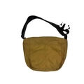 Minimalist kids nylon crossbody bag in khaki with a cute panda plush charm on strap - Brown