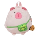 Zaino di peluche capibara rosa carino con ciondolo a forma di tartaruga verde per studenti - Rosa Chiaro Con Ciondolo