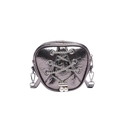 Mini sac à main cœur ballet en métal gris fusil avec détails chaînés et pendentifs perles - Noir